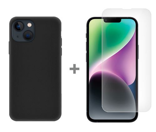 Capa + Película Protetora de Ecrã Icoveri para Apple iPhone 14 - Preto Cheap