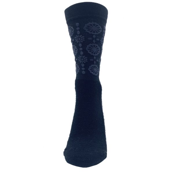 Calze donna invernali Lago Flowers - Nero For Sale