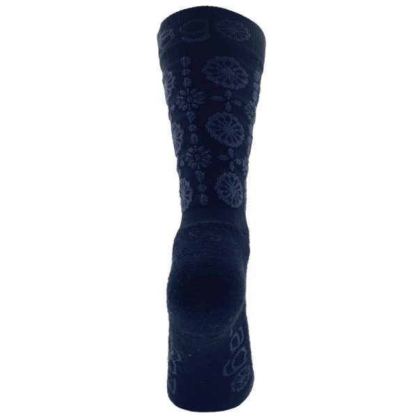 Calze donna invernali Lago Flowers - Nero For Sale